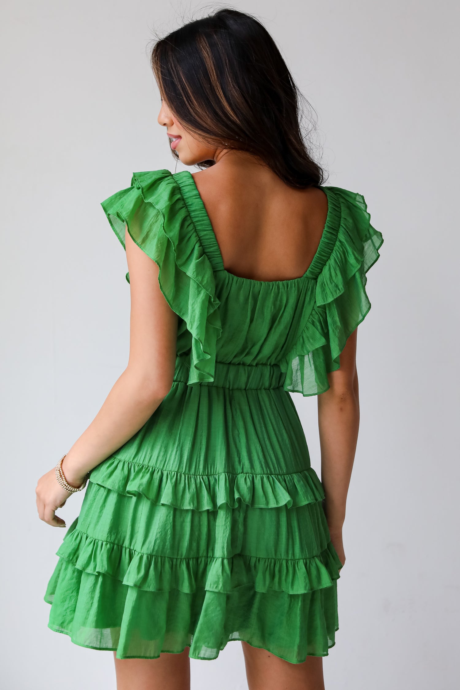 Marvelous Time Green Ruffle Mini Dress