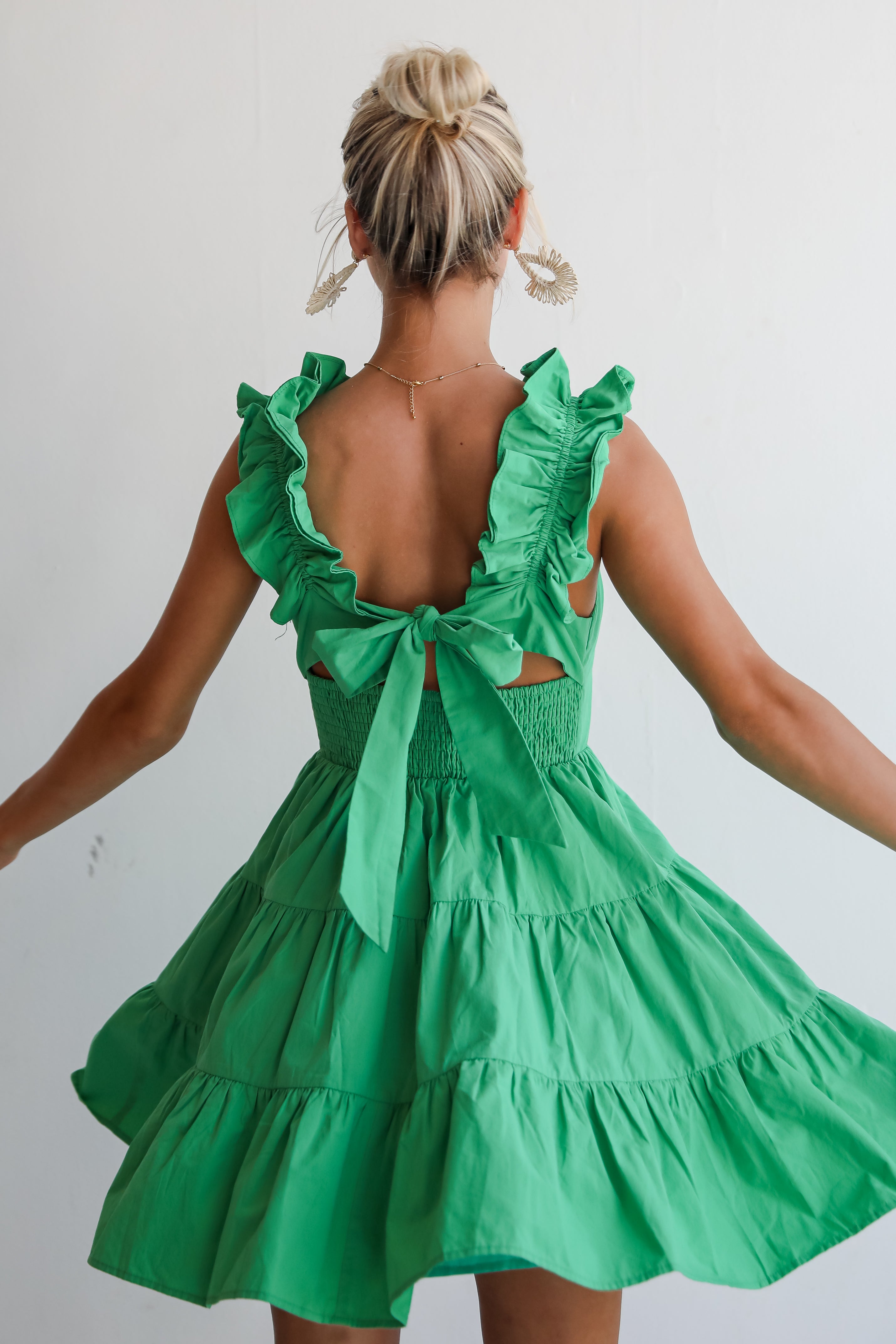 Sweet Existence Green Tiered Ruffle Mini Dress