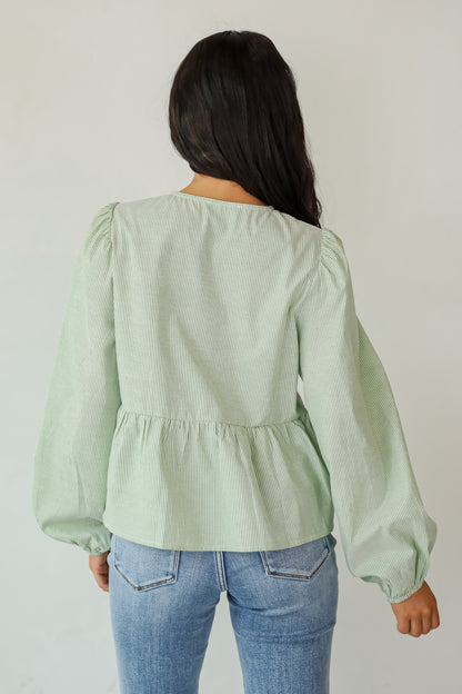 Significant Sweetie Green Striped Bow Blouse