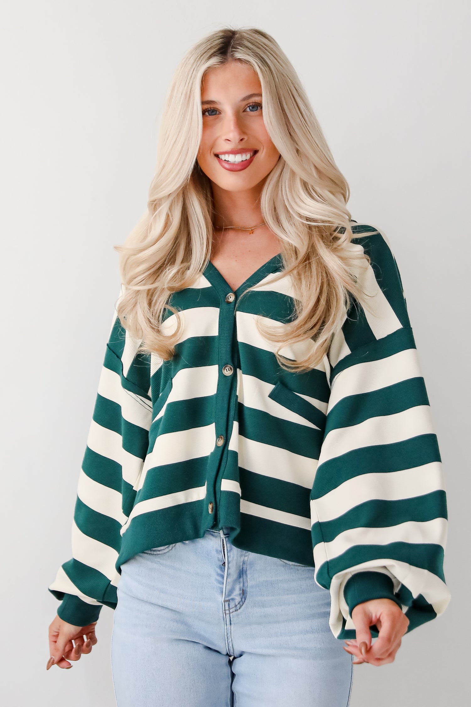 Undeniable Crush Green Striped Knit Top