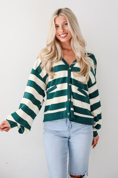 Undeniable Crush Green Striped Knit Top