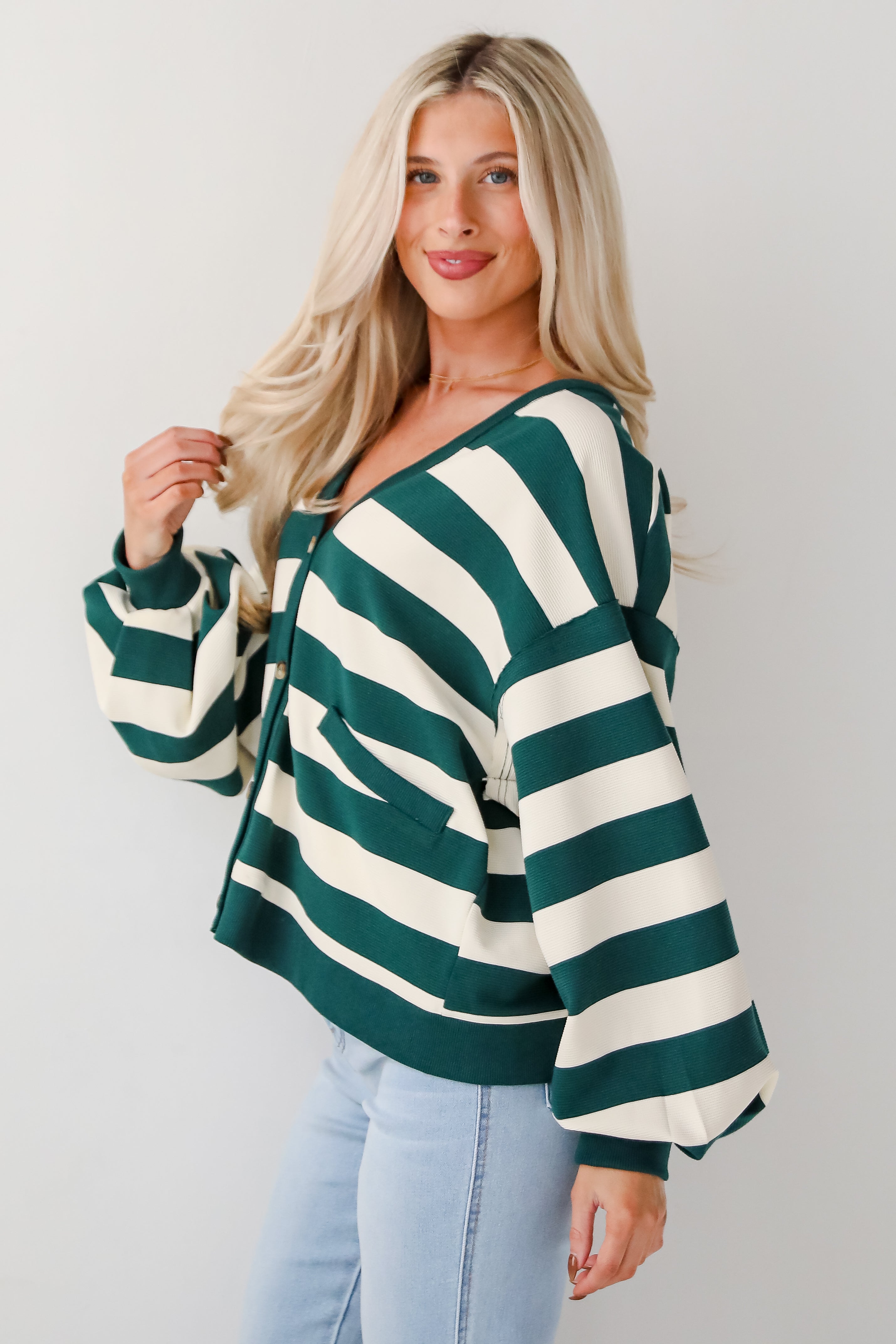 Undeniable Crush Green Striped Knit Top