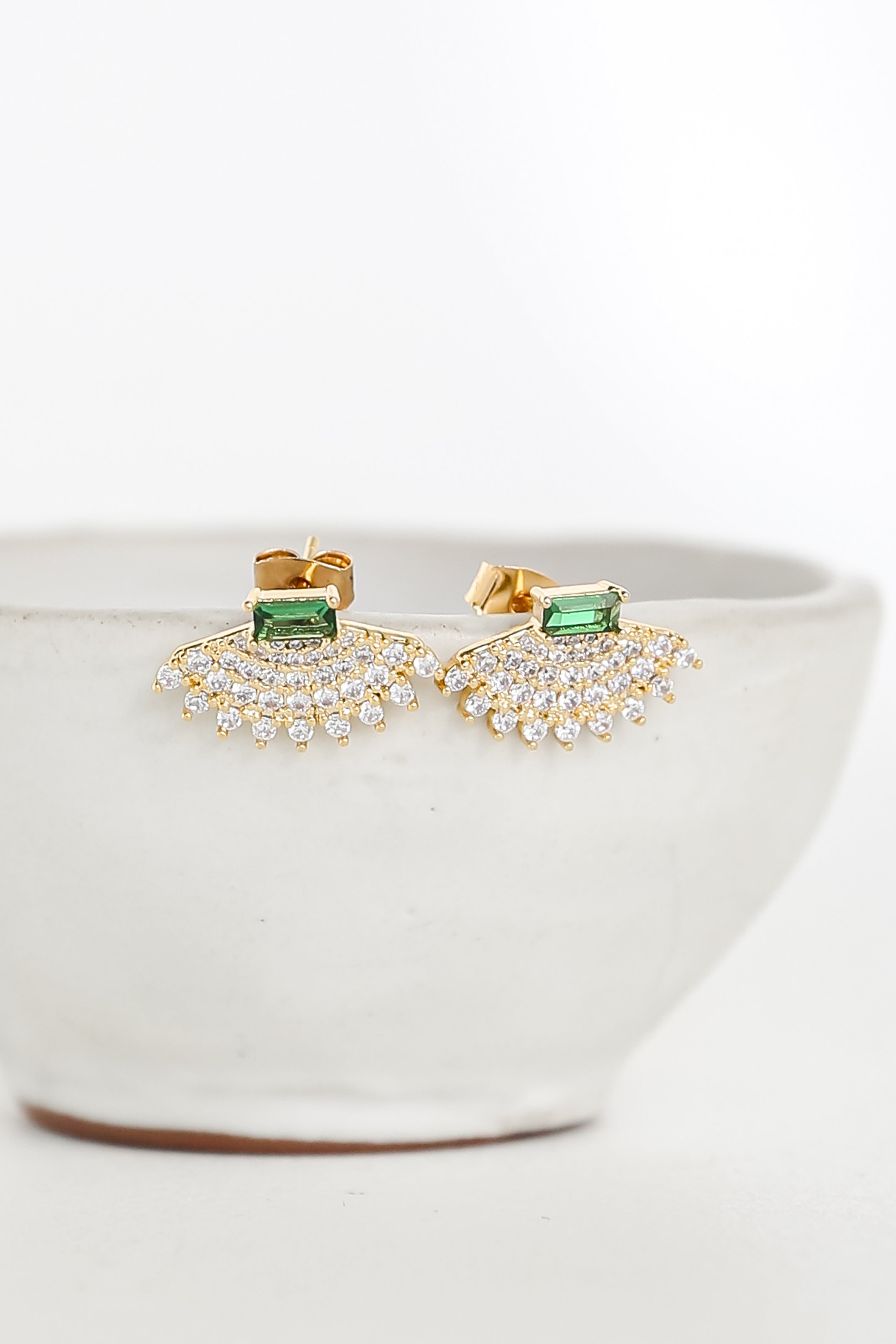 Gold Rhinestone Stud Earrings