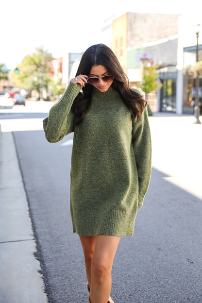 Seasonally Stylish Mock Neck Mini Sweater Dress