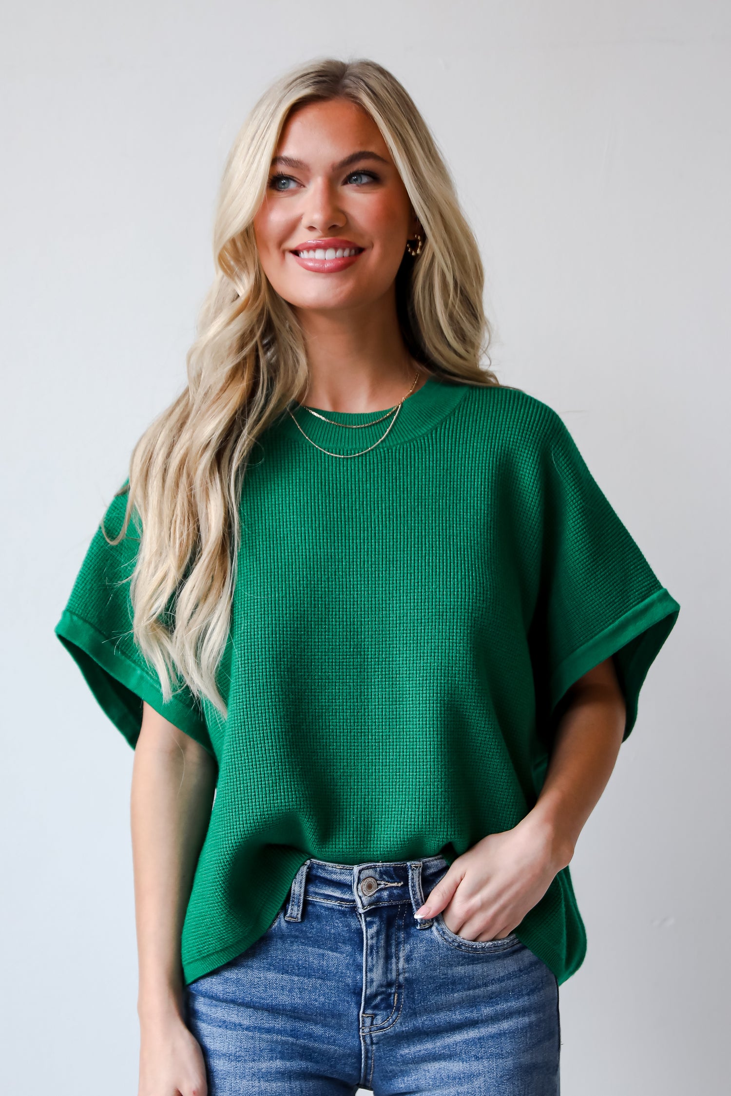 short sleeve Kelly Green Sweater Top