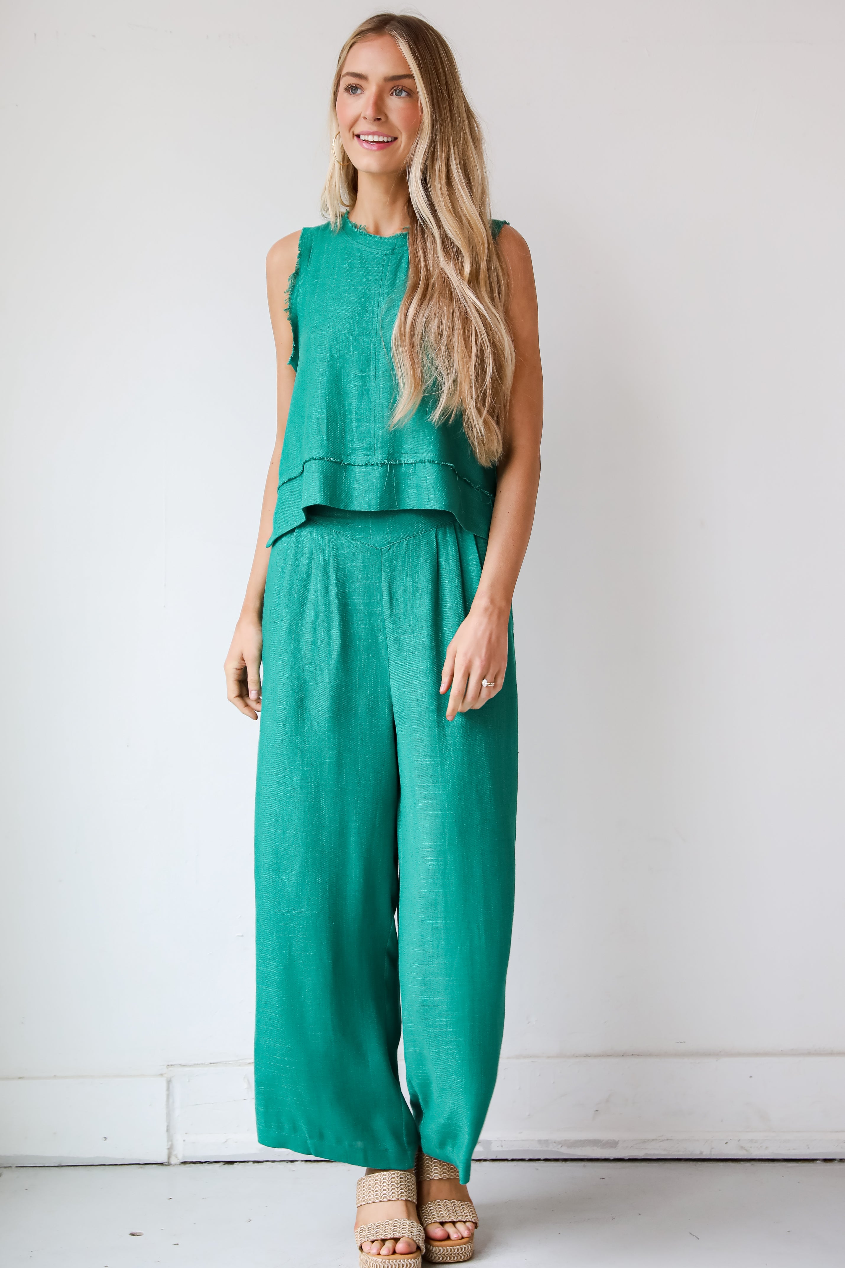 cute green Linen Tank