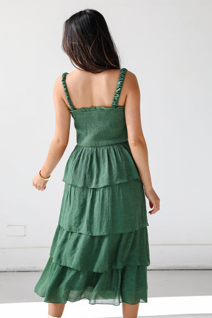 Precious Appearance Green Tiered Midi Dress