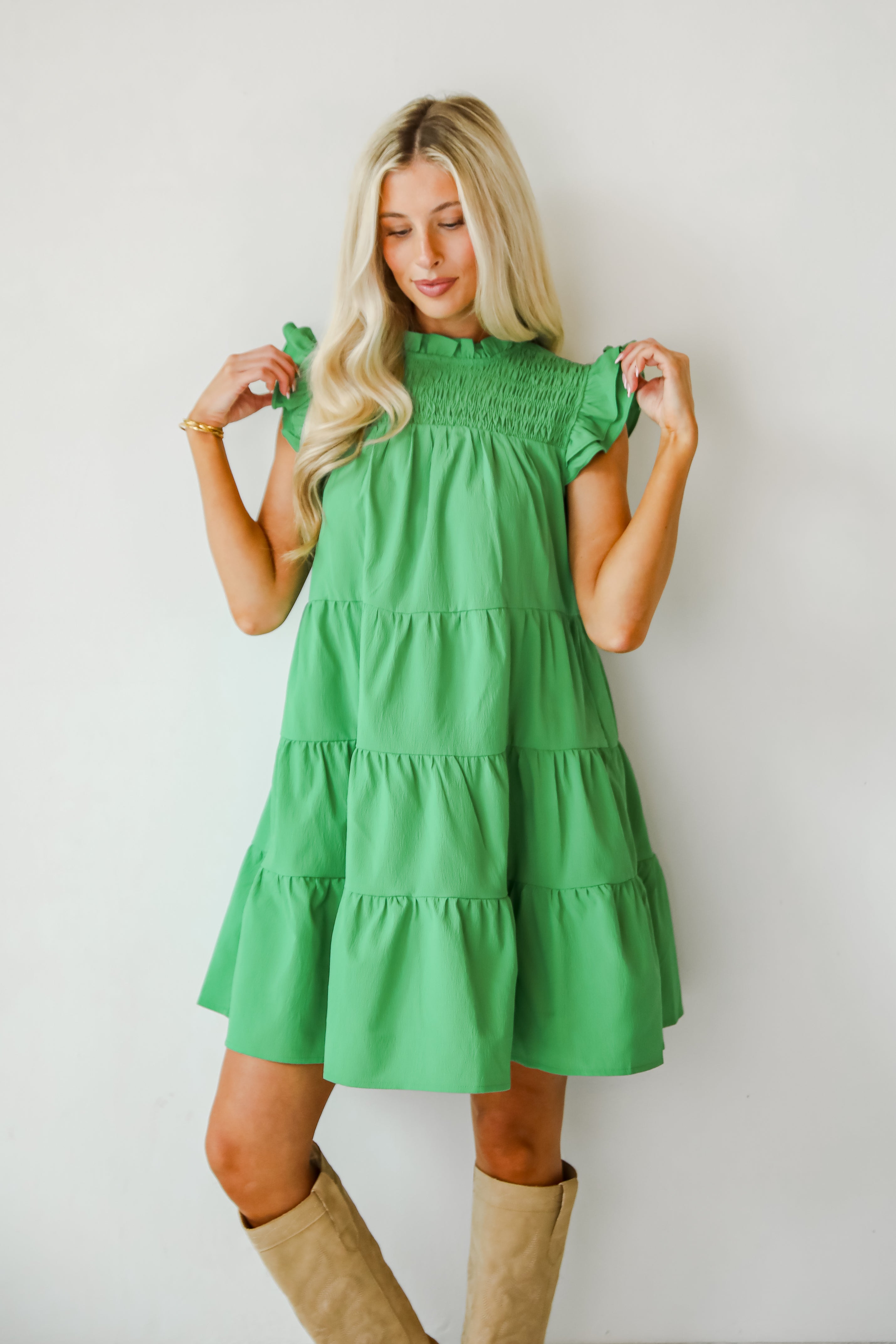 Proof Of Perfection Green Tiered Mini Dress