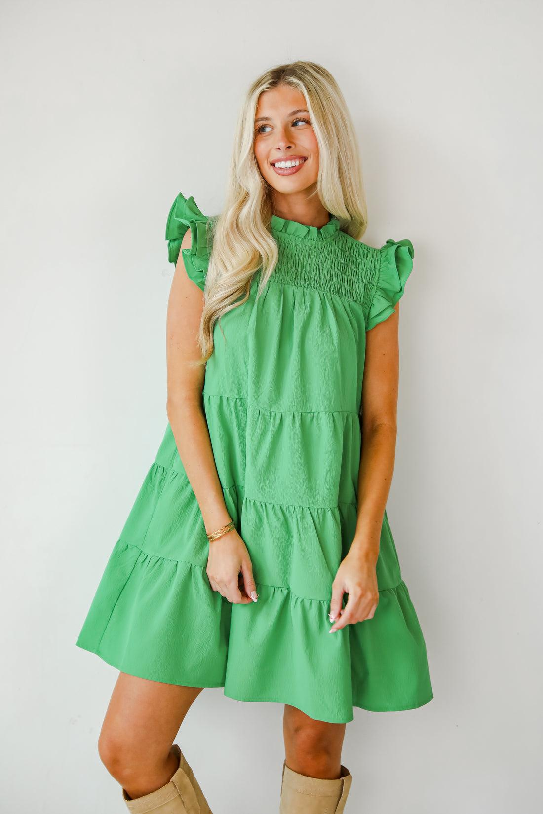 Proof Of Perfection Green Tiered Mini Dress