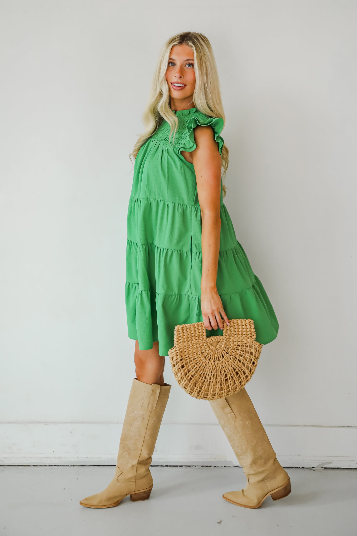 Proof Of Perfection Green Tiered Mini Dress