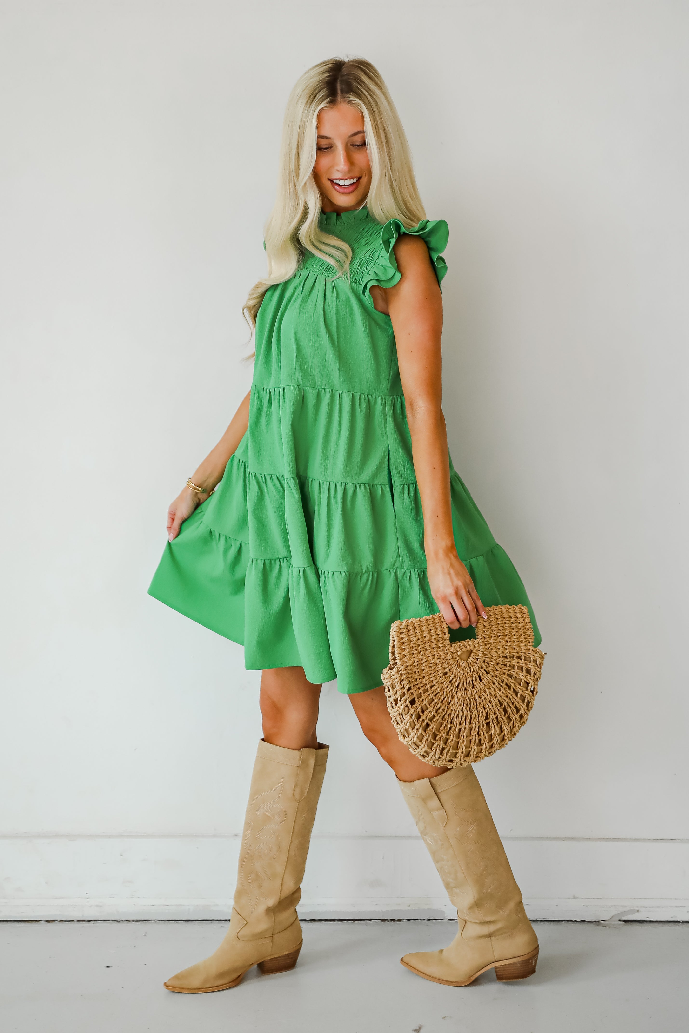 Proof Of Perfection Green Tiered Mini Dress