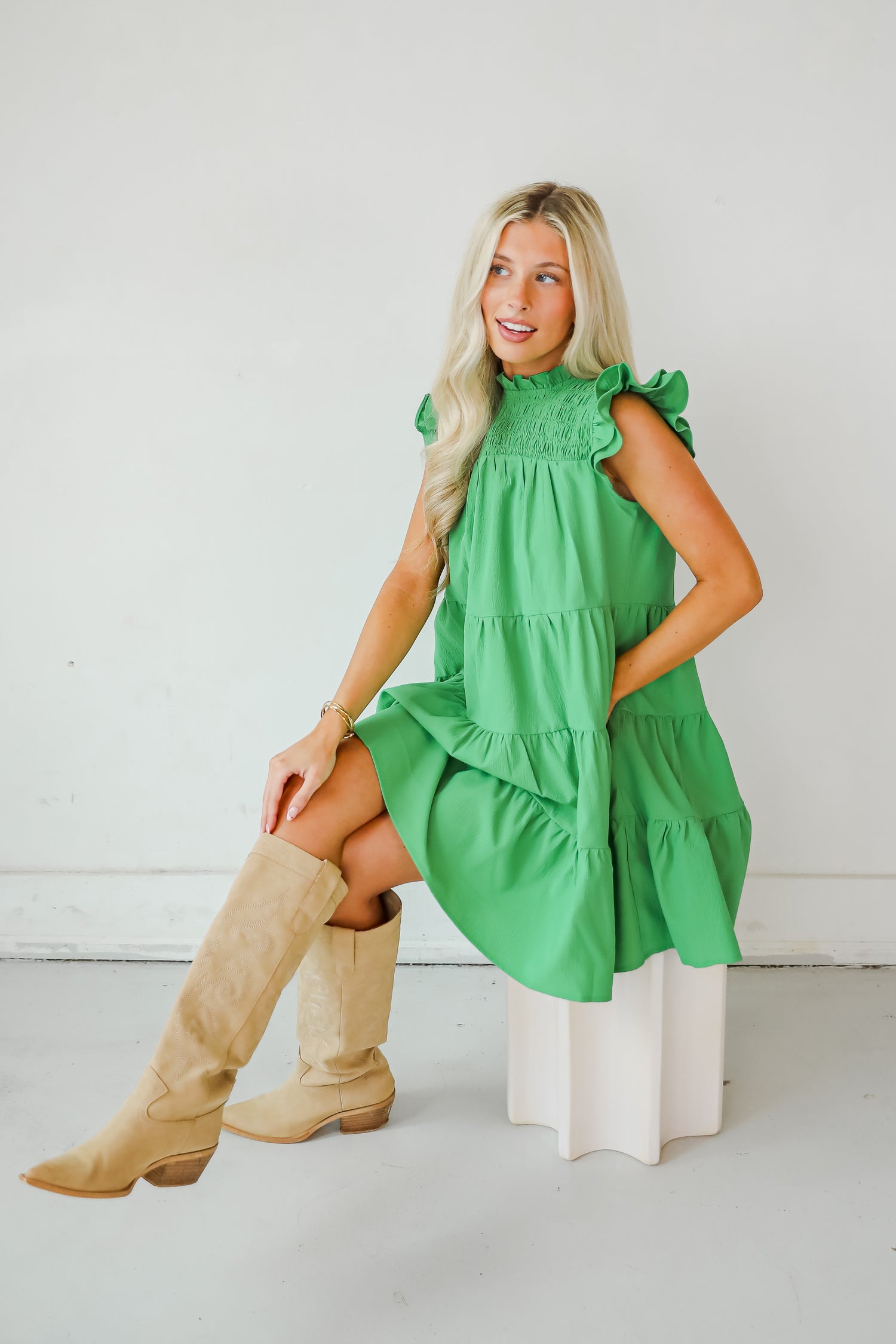 Proof Of Perfection Green Tiered Mini Dress