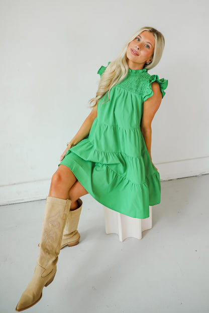 Proof Of Perfection Green Tiered Mini Dress