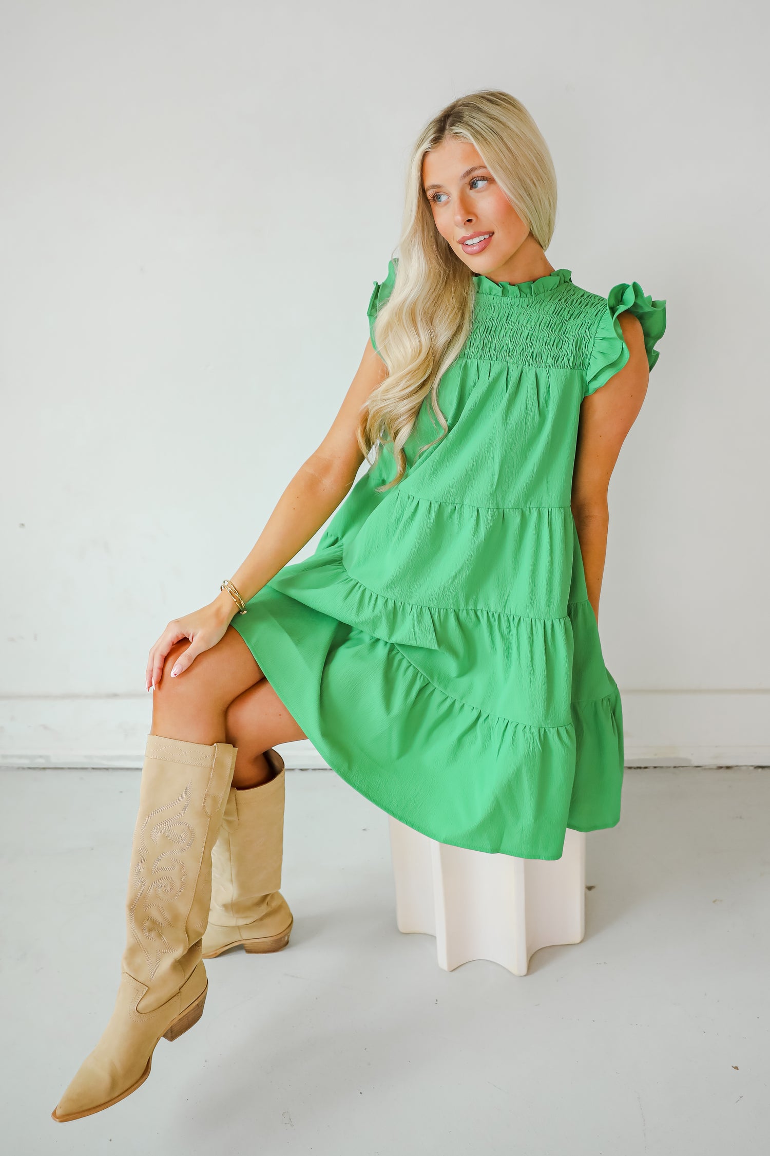 Proof Of Perfection Green Tiered Mini Dress