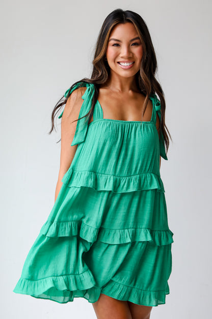 Green Tiered Mini Dress