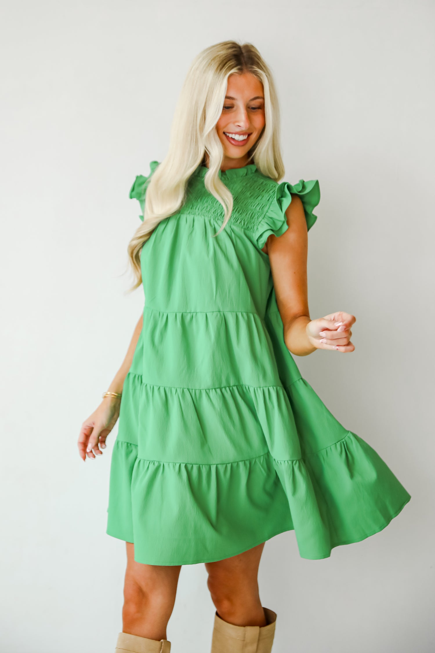 Proof Of Perfection Green Tiered Mini Dress