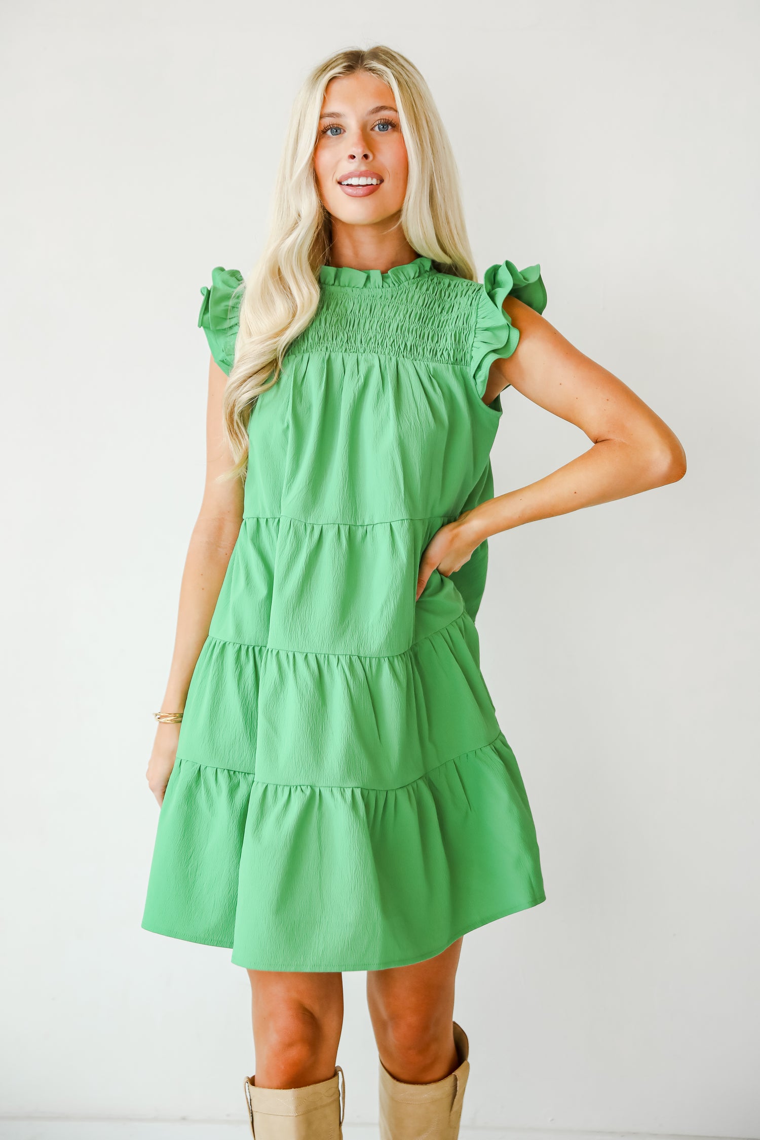 Proof Of Perfection Green Tiered Mini Dress