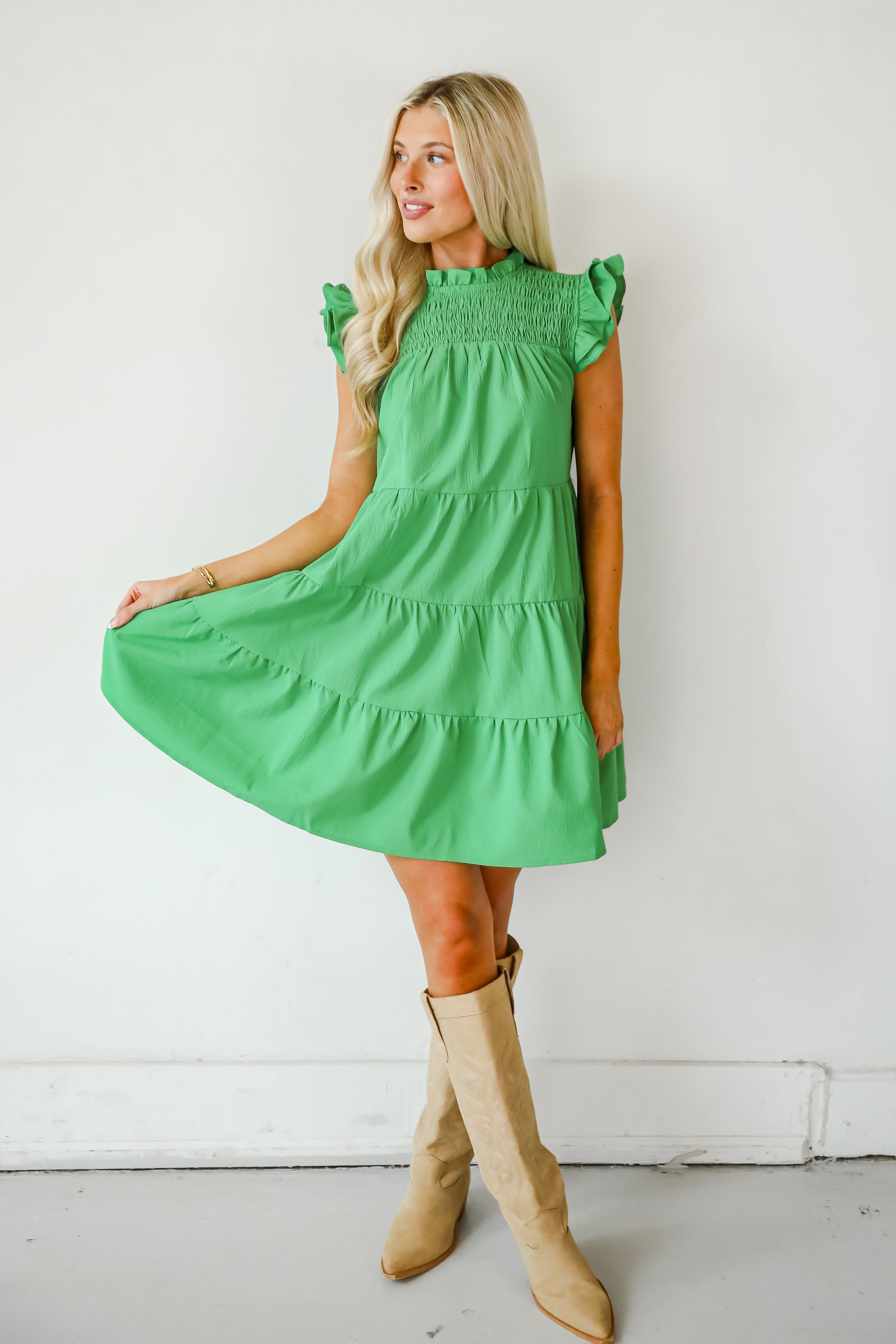 Proof Of Perfection Green Tiered Mini Dress