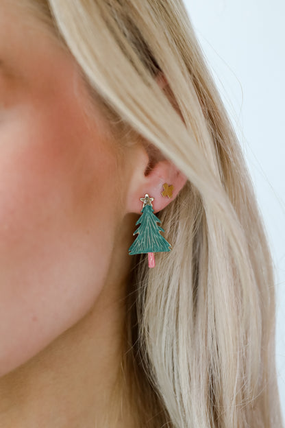 Belle Green Christmas Tree Stud Earrings