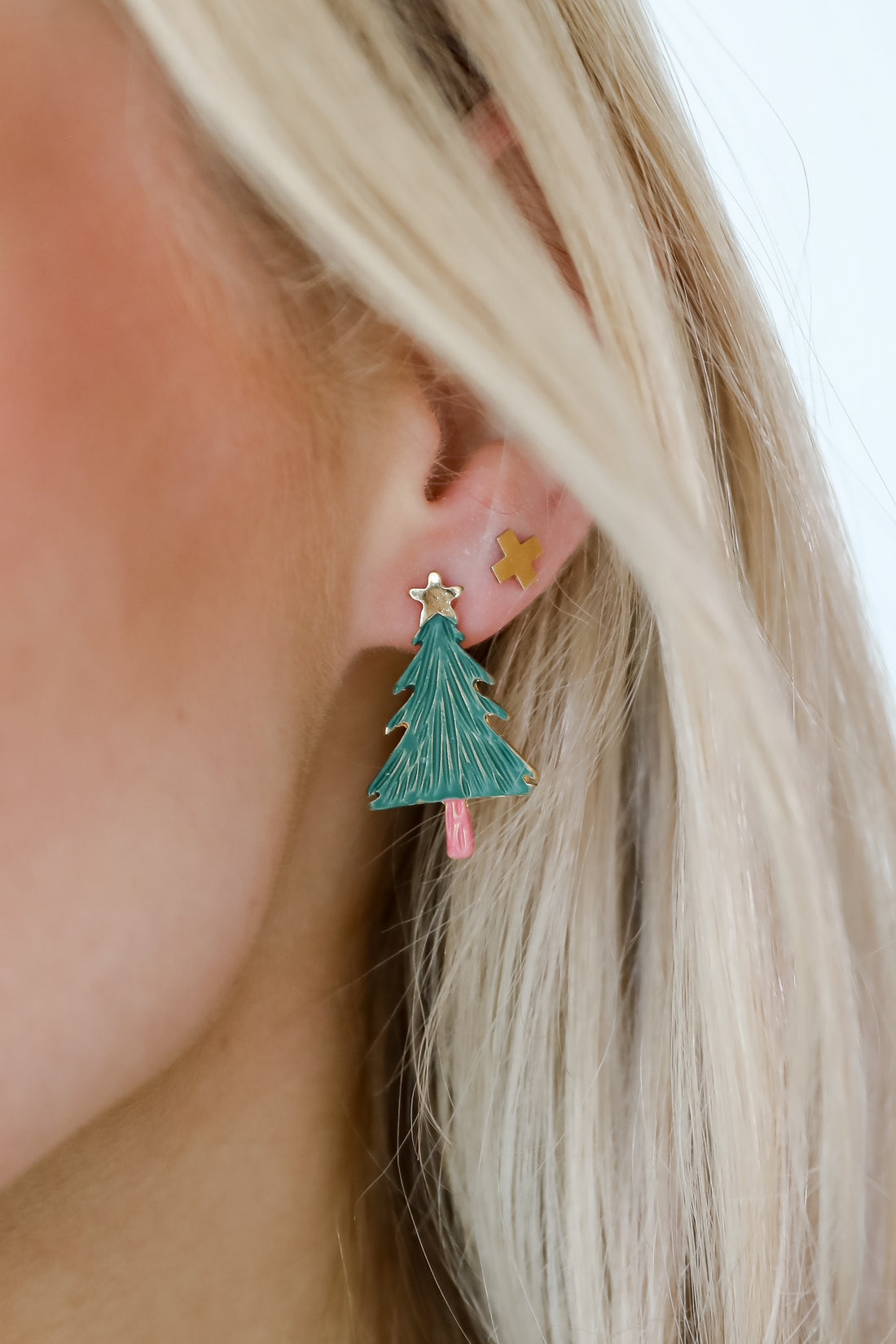 Belle Green Christmas Tree Stud Earrings