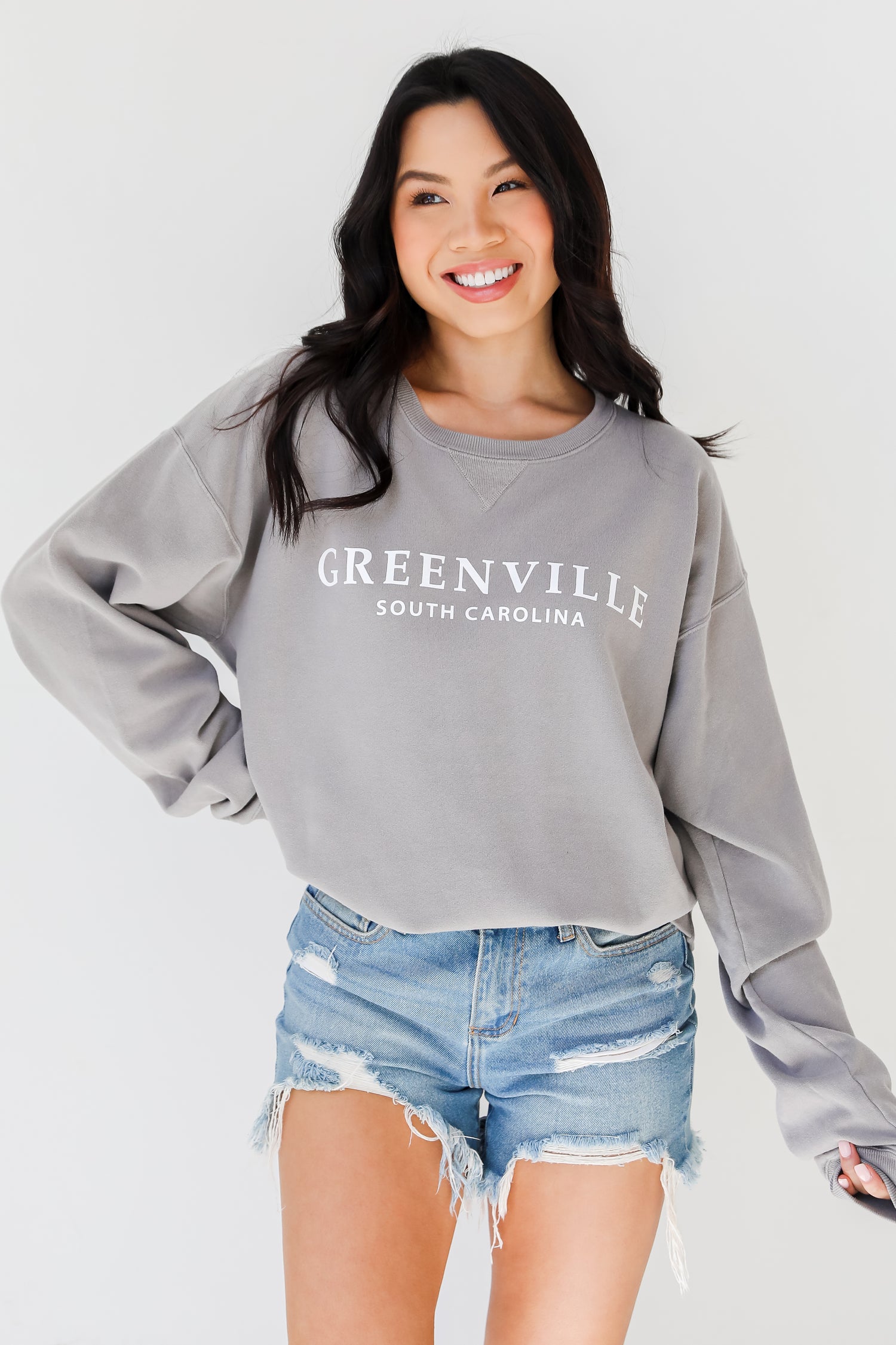 Grey Greenville South Carolina Pullover close up