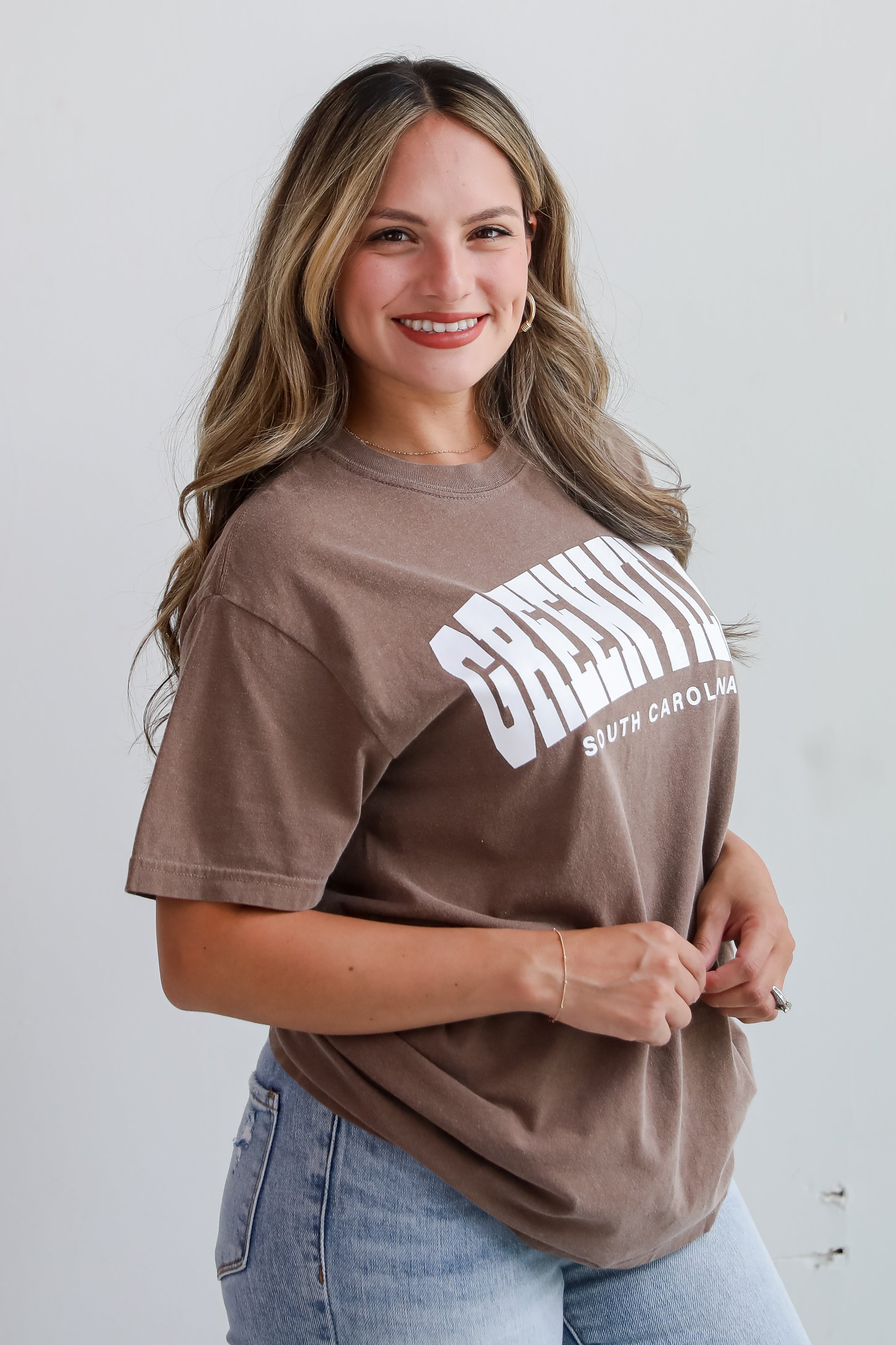 Brown Greenville South Carolina Block Letter Tee