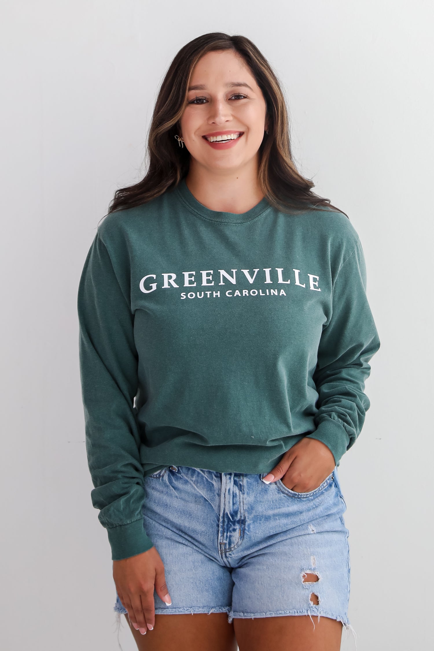 Dark Green Greenville South Carolina Long Sleeve Tee