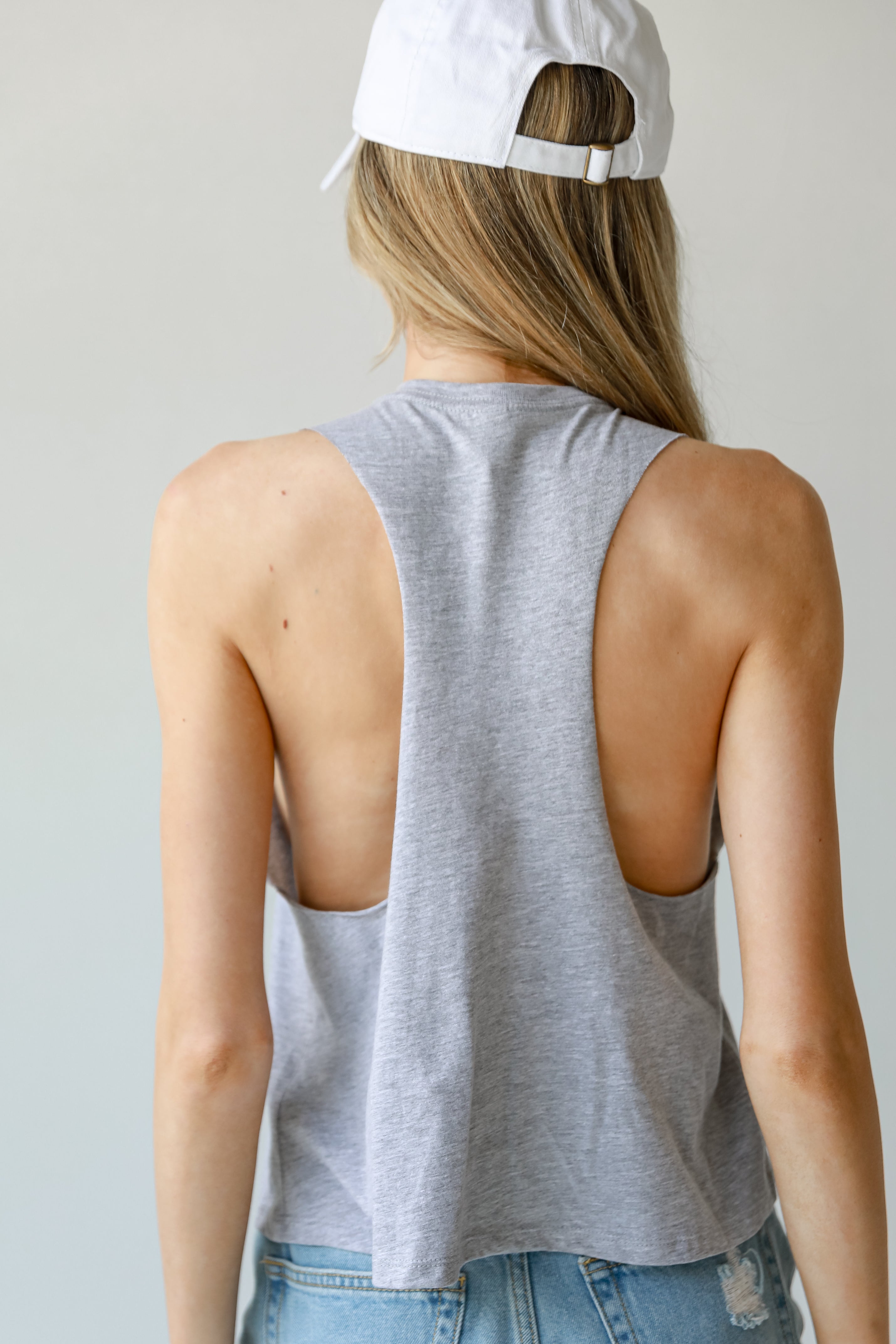 Heather Grey Baseball Atlanta Muscle Tank back view