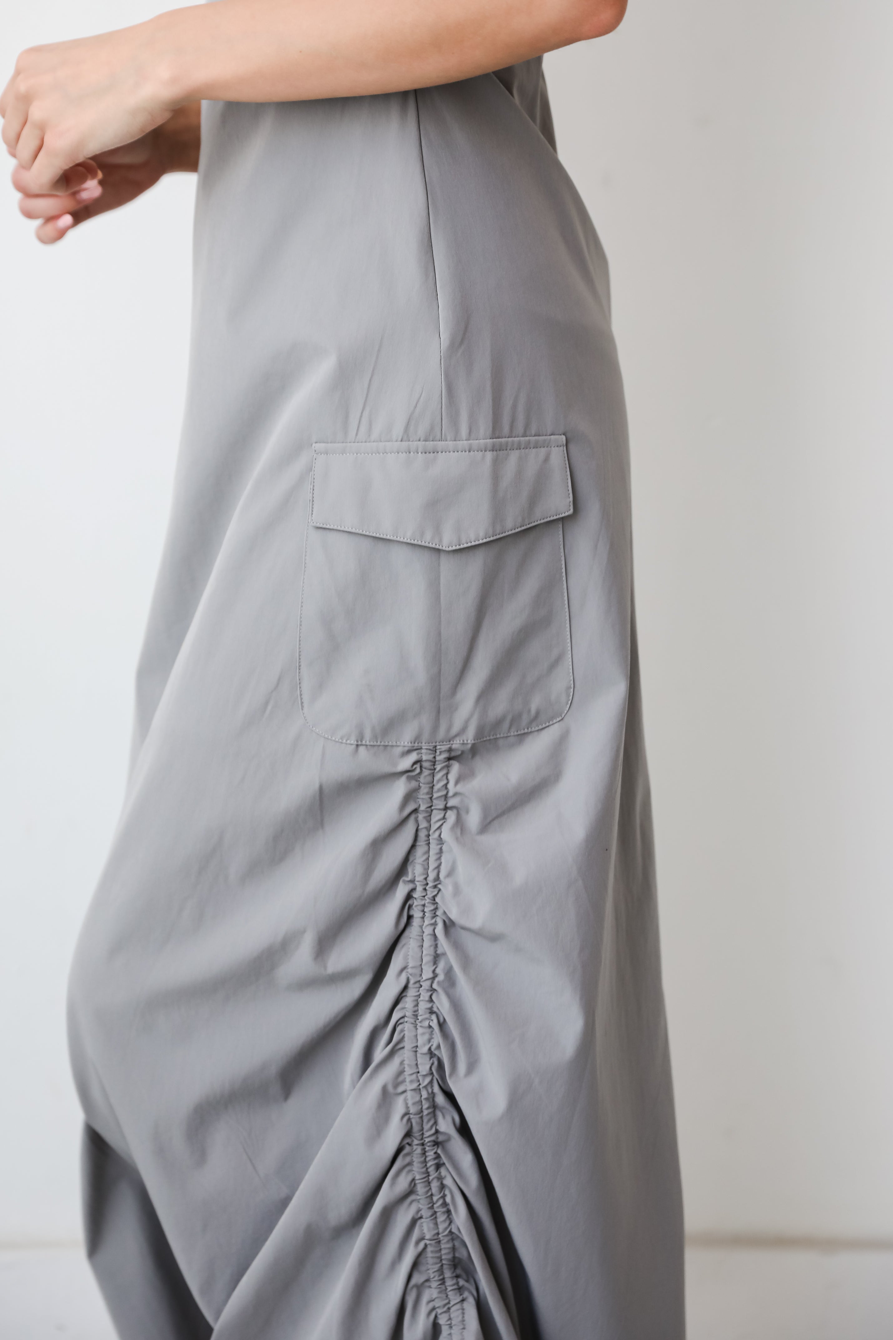 Grey Cargo Maxi Dress on model