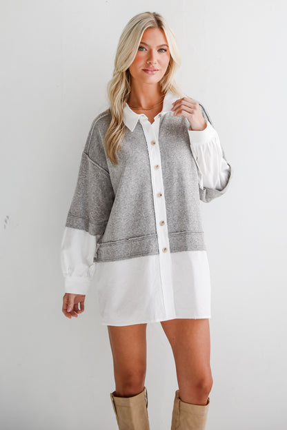 Brilliant Cutie Heather Grey Contrast Blouse