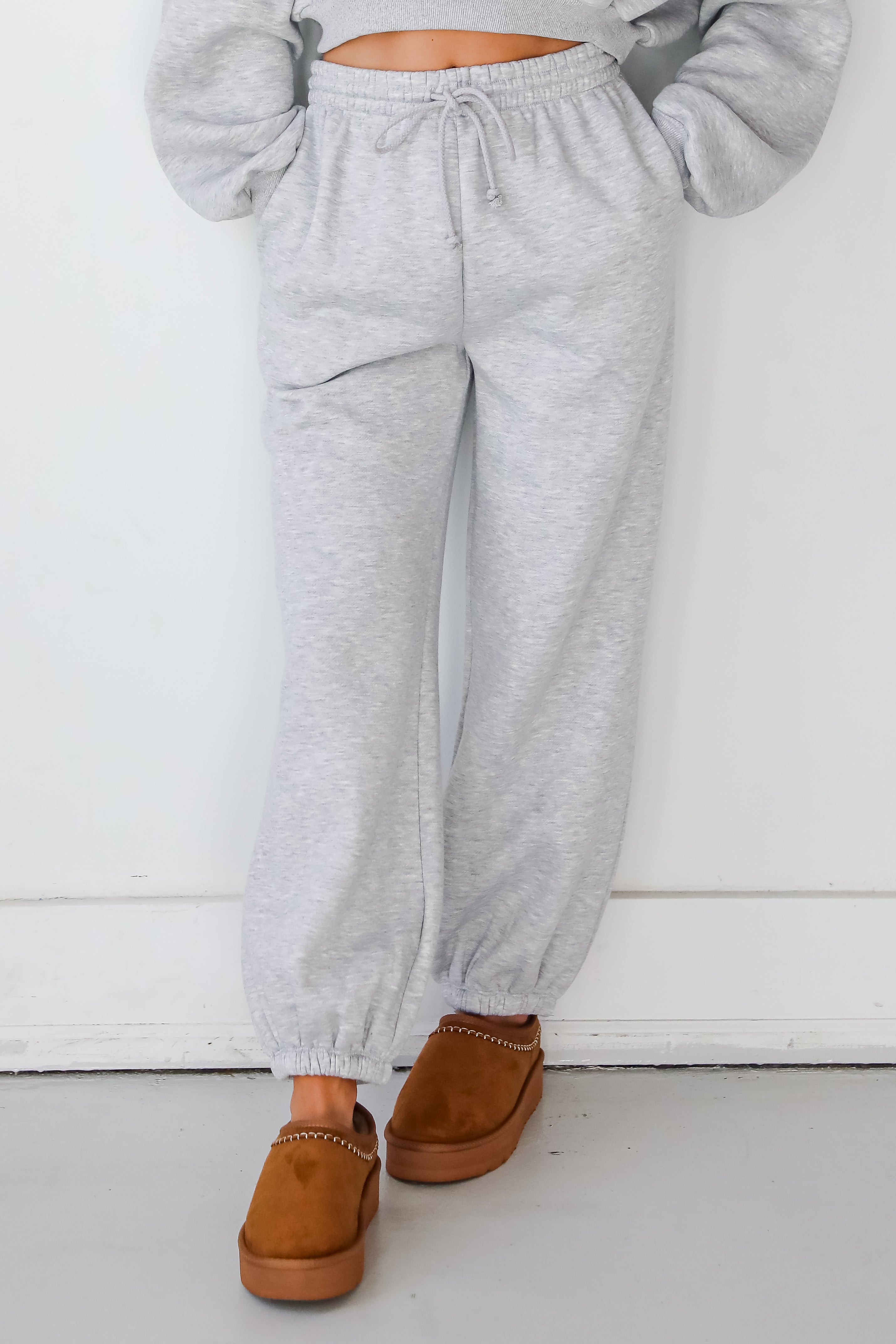 Snuggly Style Heather Grey Fleece Joggers