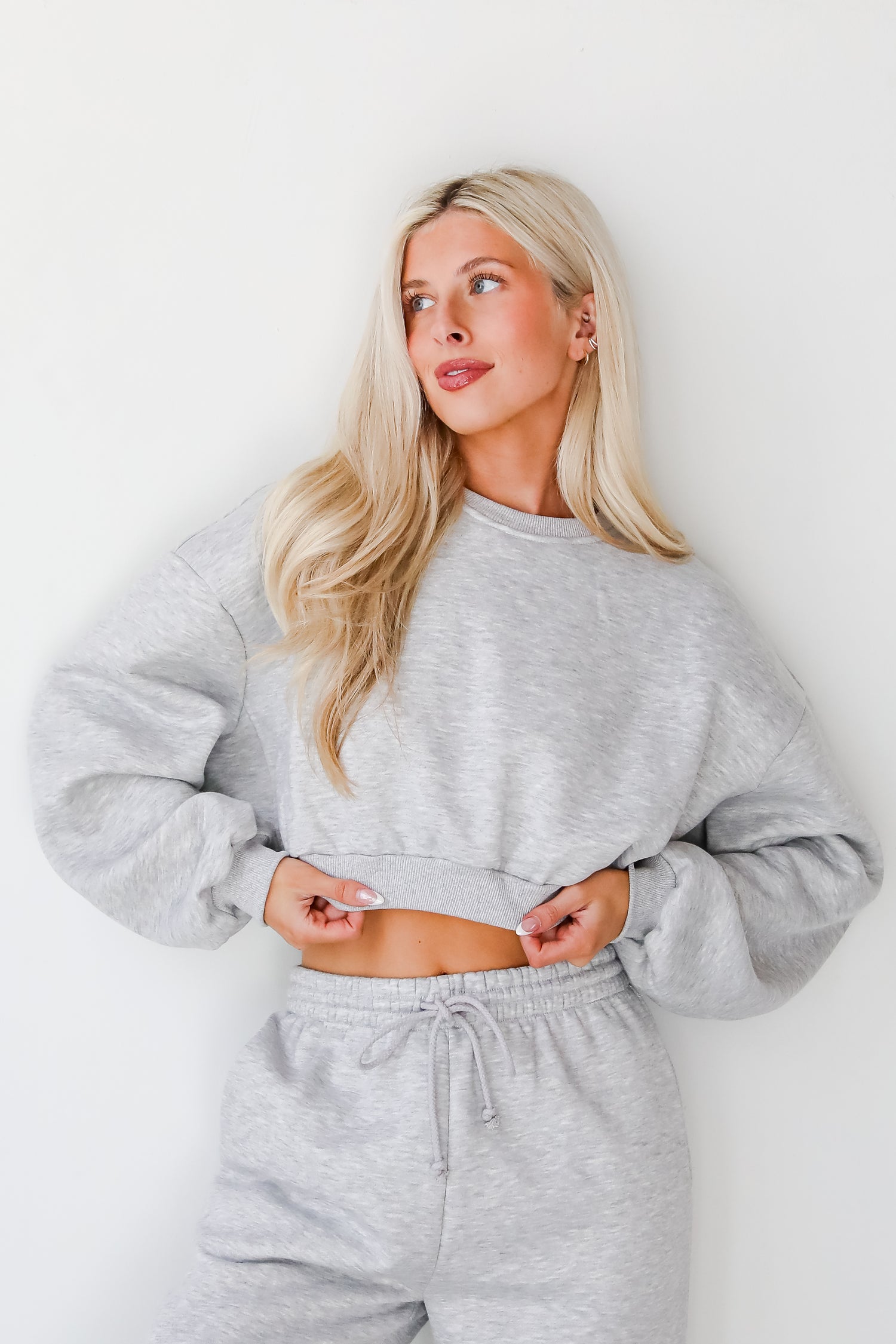 Snuggly Style Heather Grey Fleece Sweatshirt