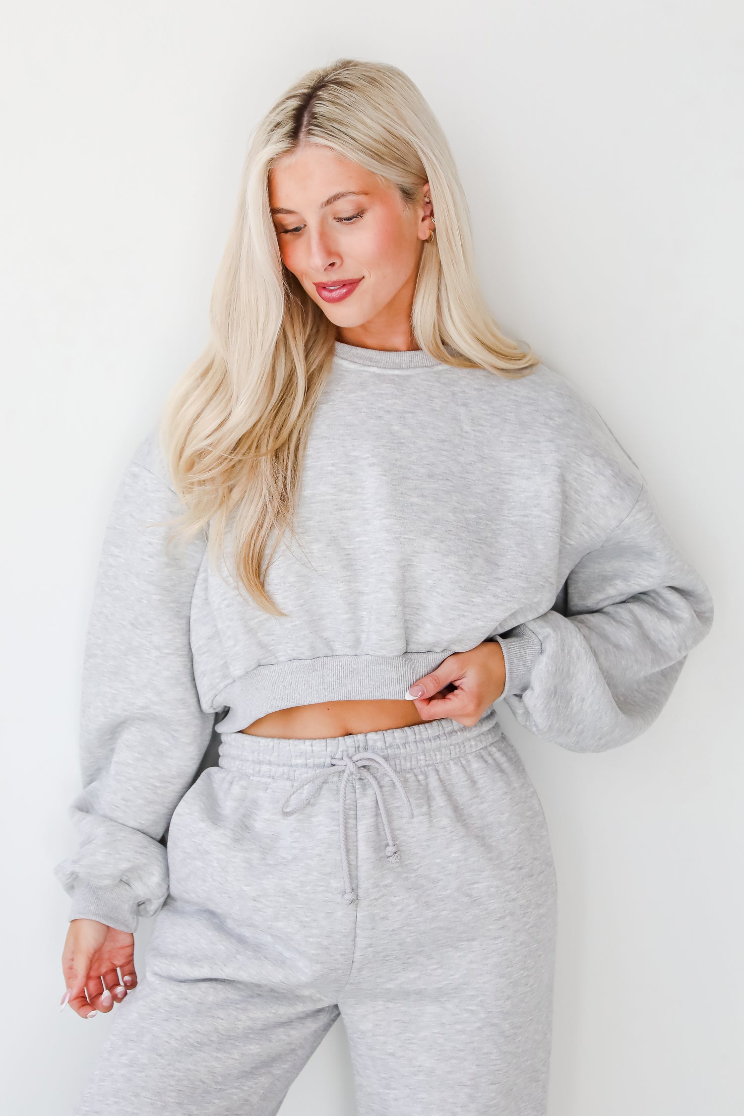 Snuggly Style Heather Grey Fleece Sweatshirt