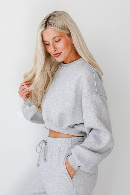 Snuggly Style Heather Grey Fleece Sweatshirt