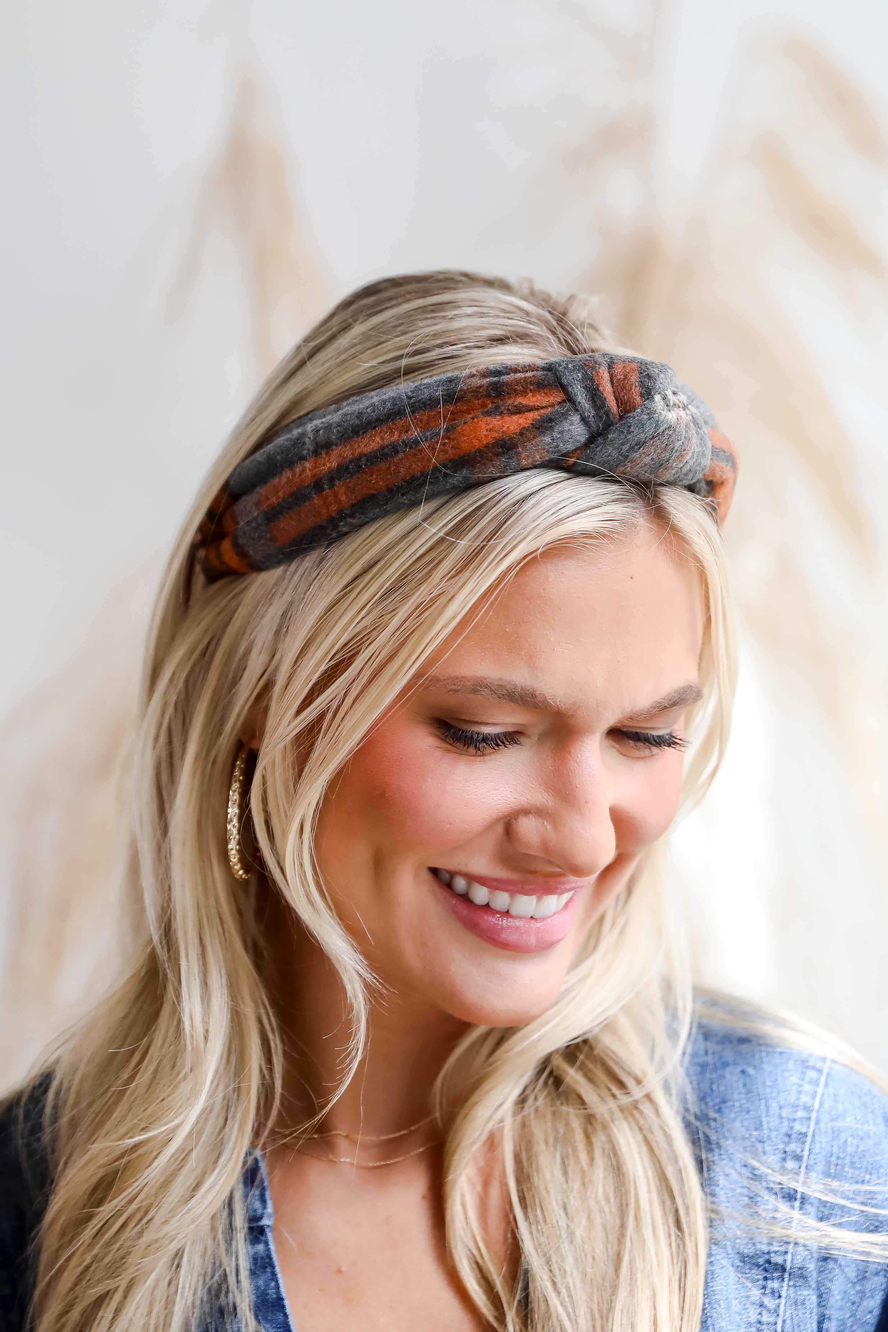 Precious Energy Plaid Knotted Headband