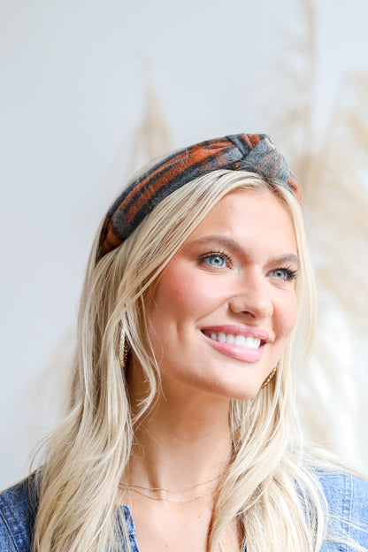 Precious Energy Plaid Knotted Headband