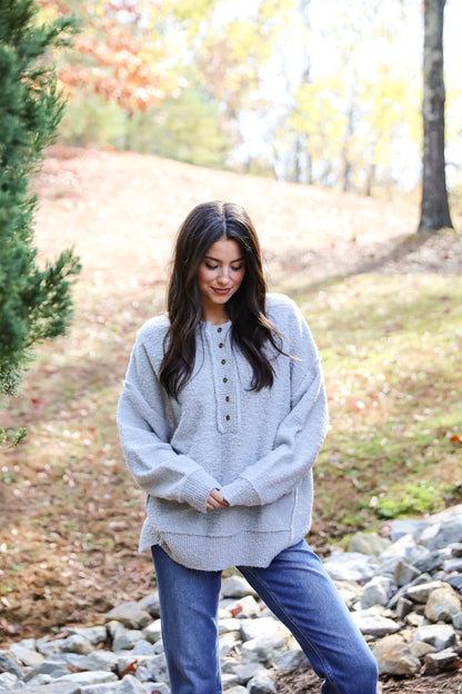 Cuddly Sensation Heather Grey Oversized Sweater