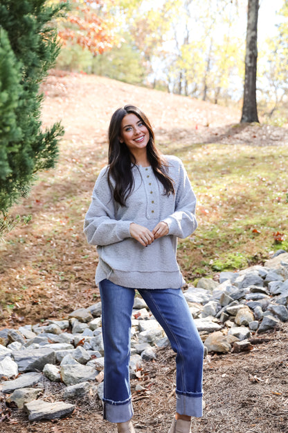 Cuddly Sensation Heather Grey Oversized Sweater