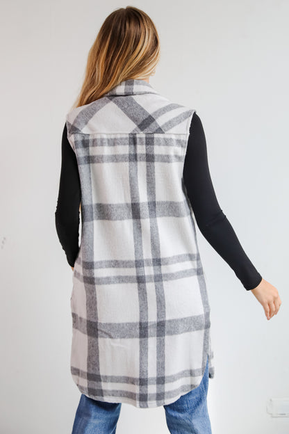 Sophisticatedly Cozy Plaid Longline Vest