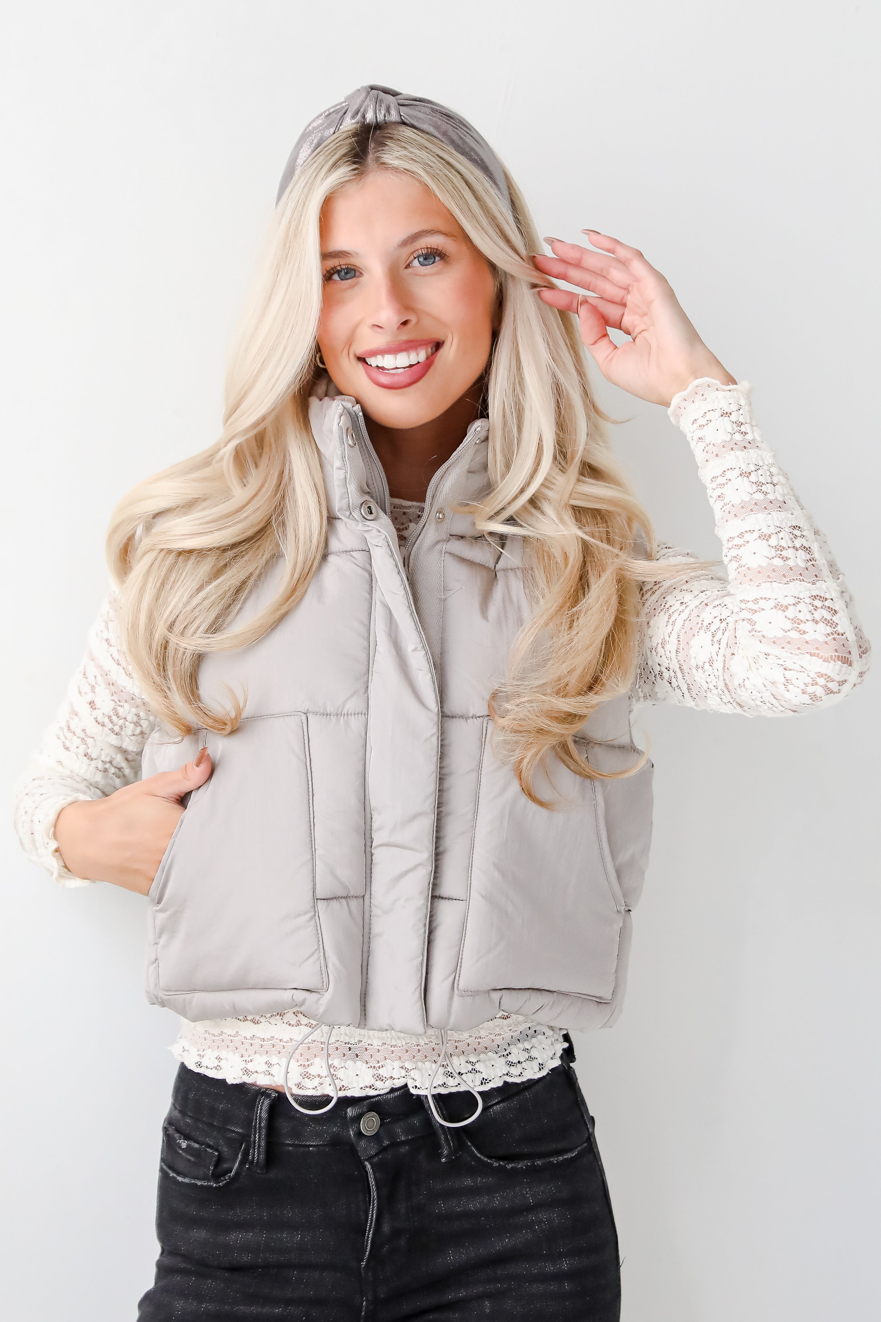 First Frost Light Grey Puffer Vest