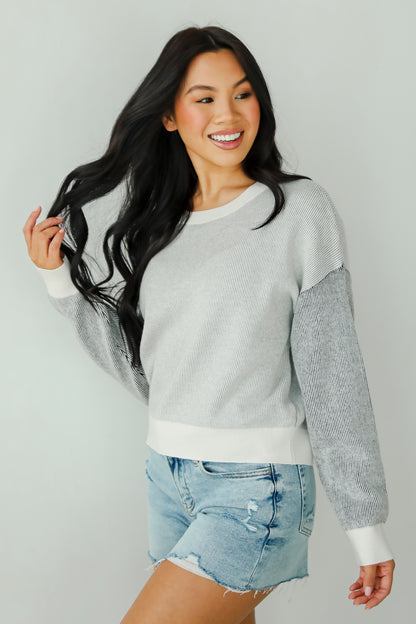 Fireside Flirt Grey Ribbed Sweater