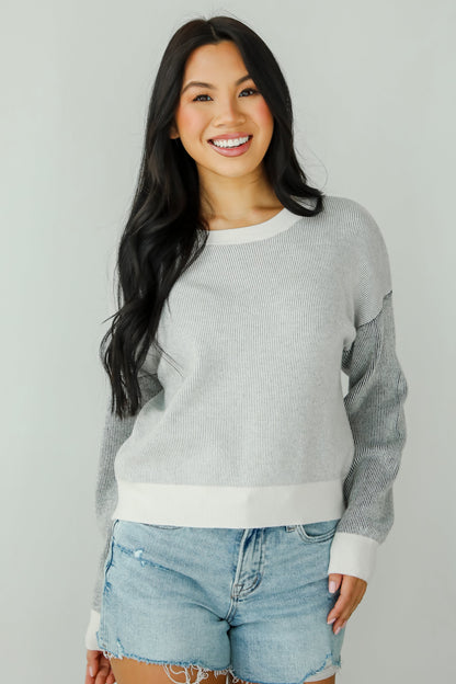 Fireside Flirt Grey Ribbed Sweater