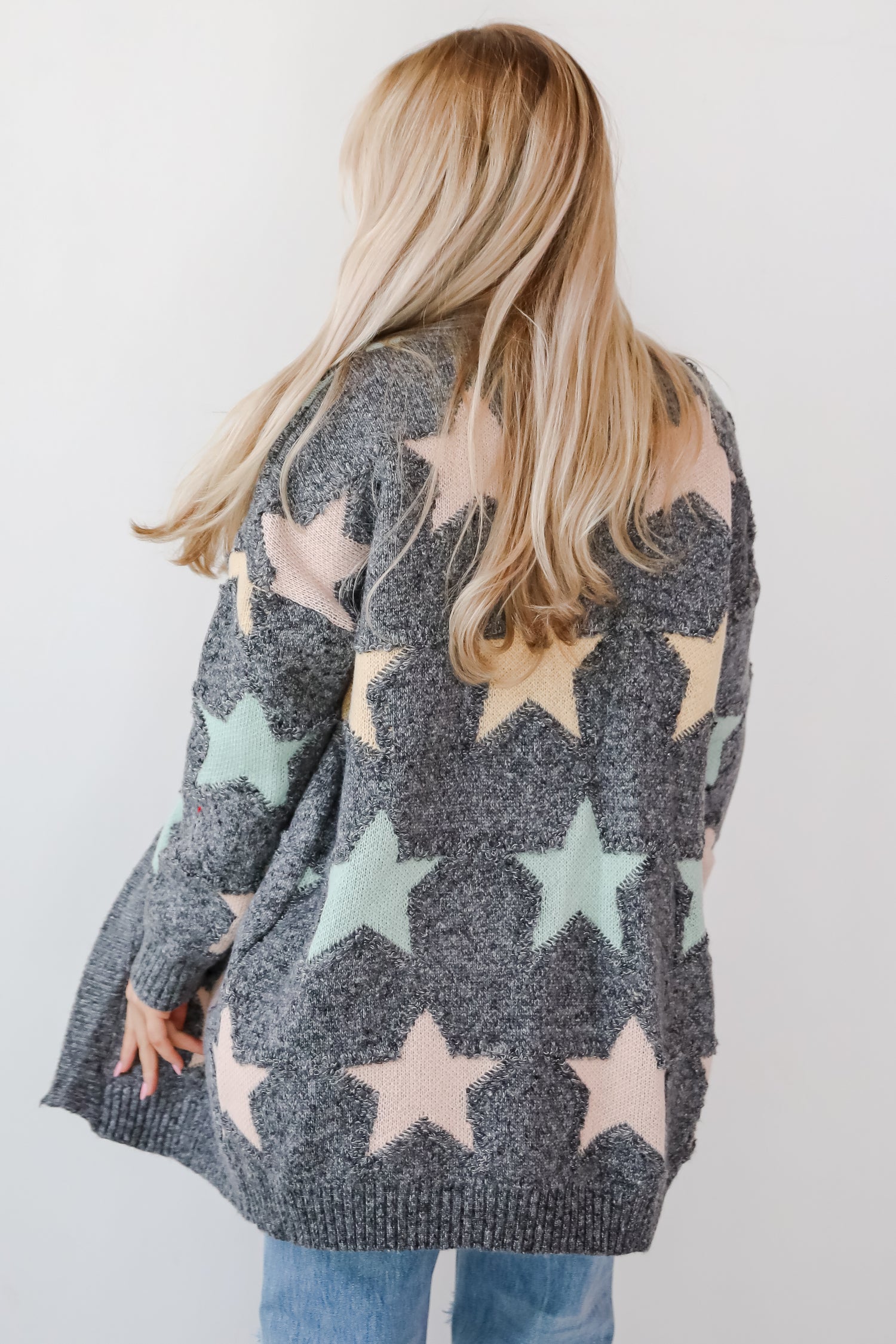 Cozy Outcome Heather Grey Star Cardigan