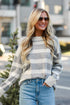 Heather Grey Striped Sweater. online women&