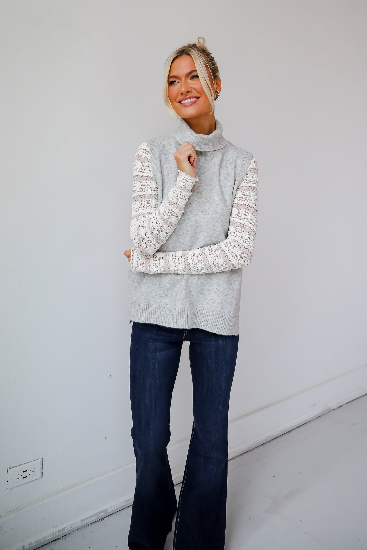 Perfectly Toasty Heather Grey Turtleneck Sweater Top