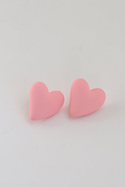 Pink Heart Stud Earrings