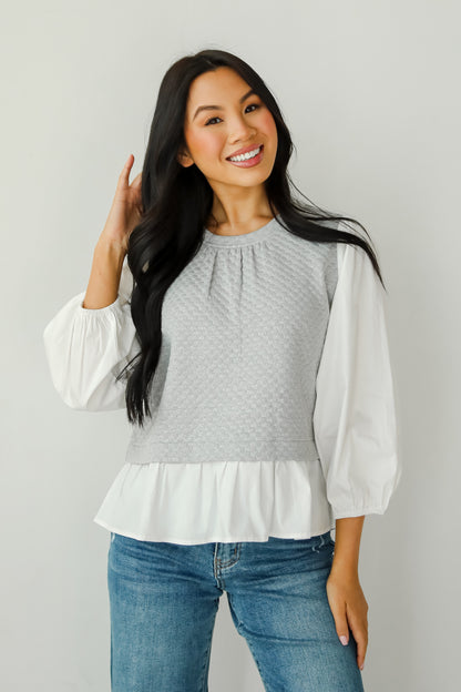 Darling Posture Heather Grey Contrast Blouse