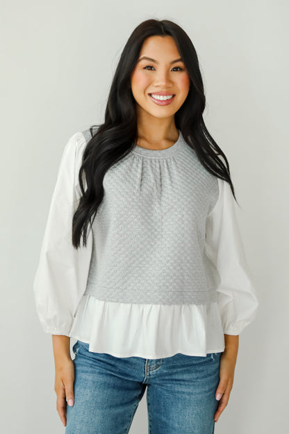 Darling Posture Heather Grey Contrast Blouse