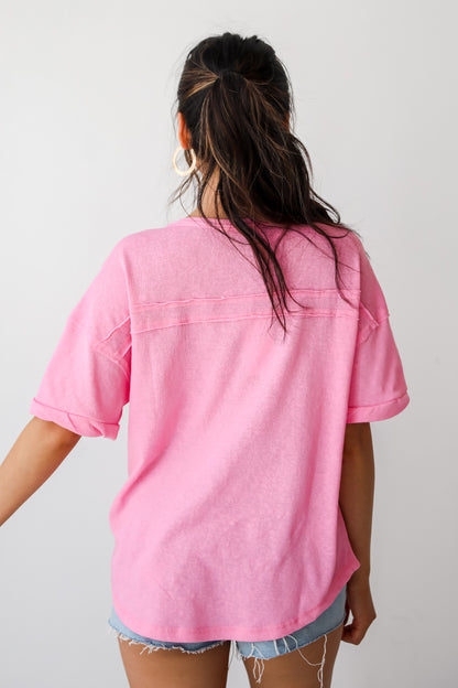 cute pink Henley Tee for women