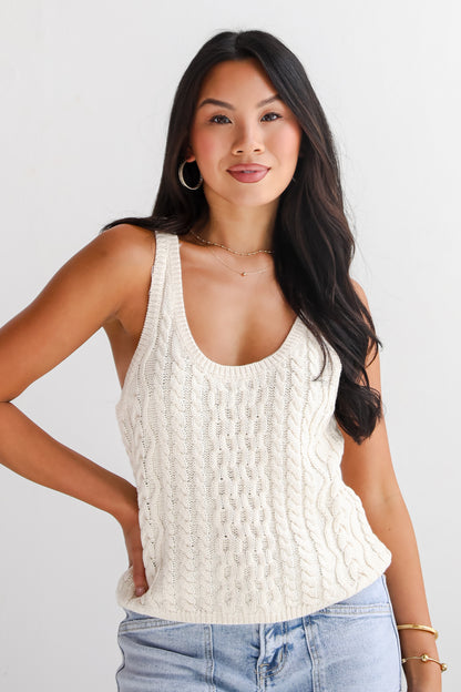 Impressively Charming Natural Cable Knit Tank